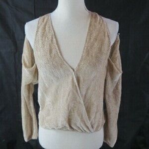 Michelle Mason Suede Beige Wrap Top